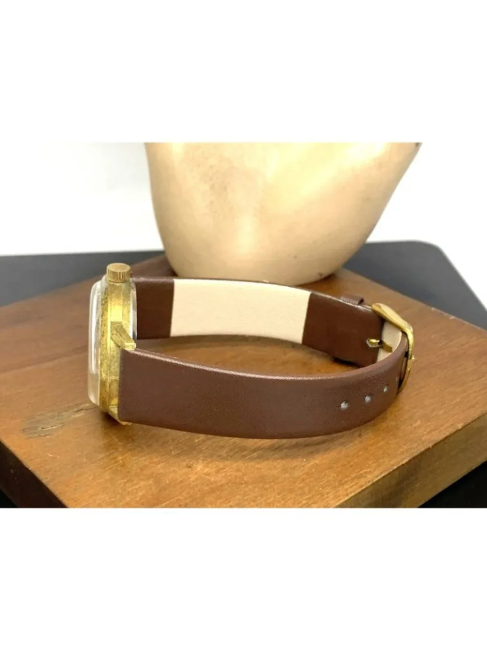 Andre Rivalle Men's Watch 8800 Vintage Swiss Hand Wind Brown Leather Strap